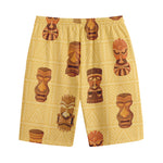 Tribal Tiki Mask Pattern Print Cotton Shorts