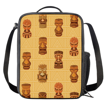 Tribal Tiki Mask Pattern Print Crossbody Lunch Bag