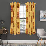 Tribal Tiki Mask Pattern Print Curtain