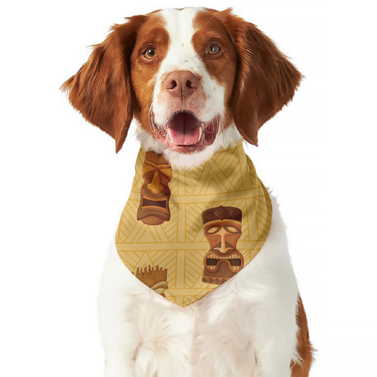Tribal Tiki Mask Pattern Print Dog Bandana