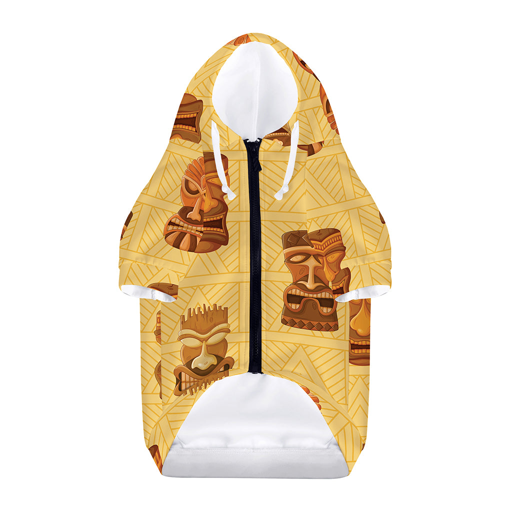 Tribal Tiki Mask Pattern Print Dog Zip Up Hoodie
