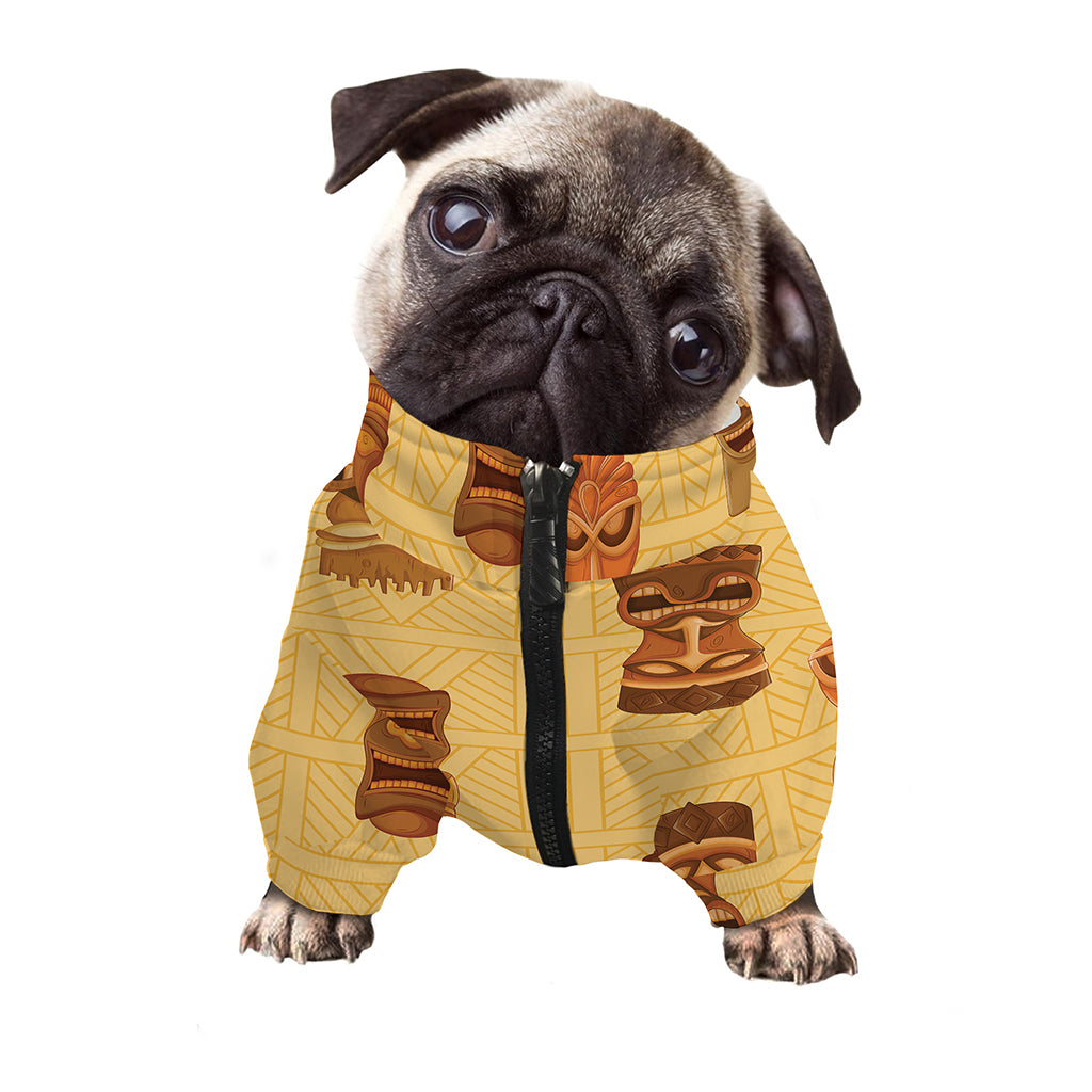 Tribal Tiki Mask Pattern Print Dog Zip Up Jacket