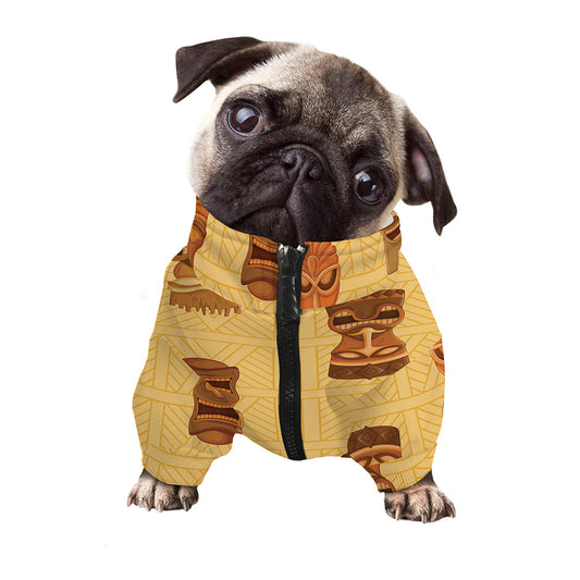 Tribal Tiki Mask Pattern Print Dog Zip Up Jacket