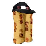 Tribal Tiki Mask Pattern Print Double Neoprene Wine Tote