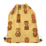 Tribal Tiki Mask Pattern Print Drawstring Bag