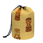 Tribal Tiki Mask Pattern Print Drawstring Makeup Bag