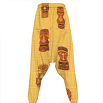 Tribal Tiki Mask Pattern Print Hammer Pants