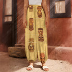 Tribal Tiki Mask Pattern Print Harem Pants