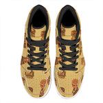 Tribal Tiki Mask Pattern Print High Top Leather Sneakers
