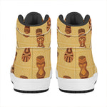 Tribal Tiki Mask Pattern Print High Top Leather Sneakers
