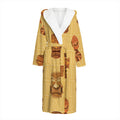 Tribal Tiki Mask Pattern Print Hooded Bathrobe