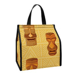 Tribal Tiki Mask Pattern Print Insulated Lunch Tote