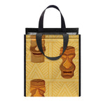 Tribal Tiki Mask Pattern Print Insulated Lunch Tote