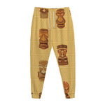 Tribal Tiki Mask Pattern Print Jogger Pants