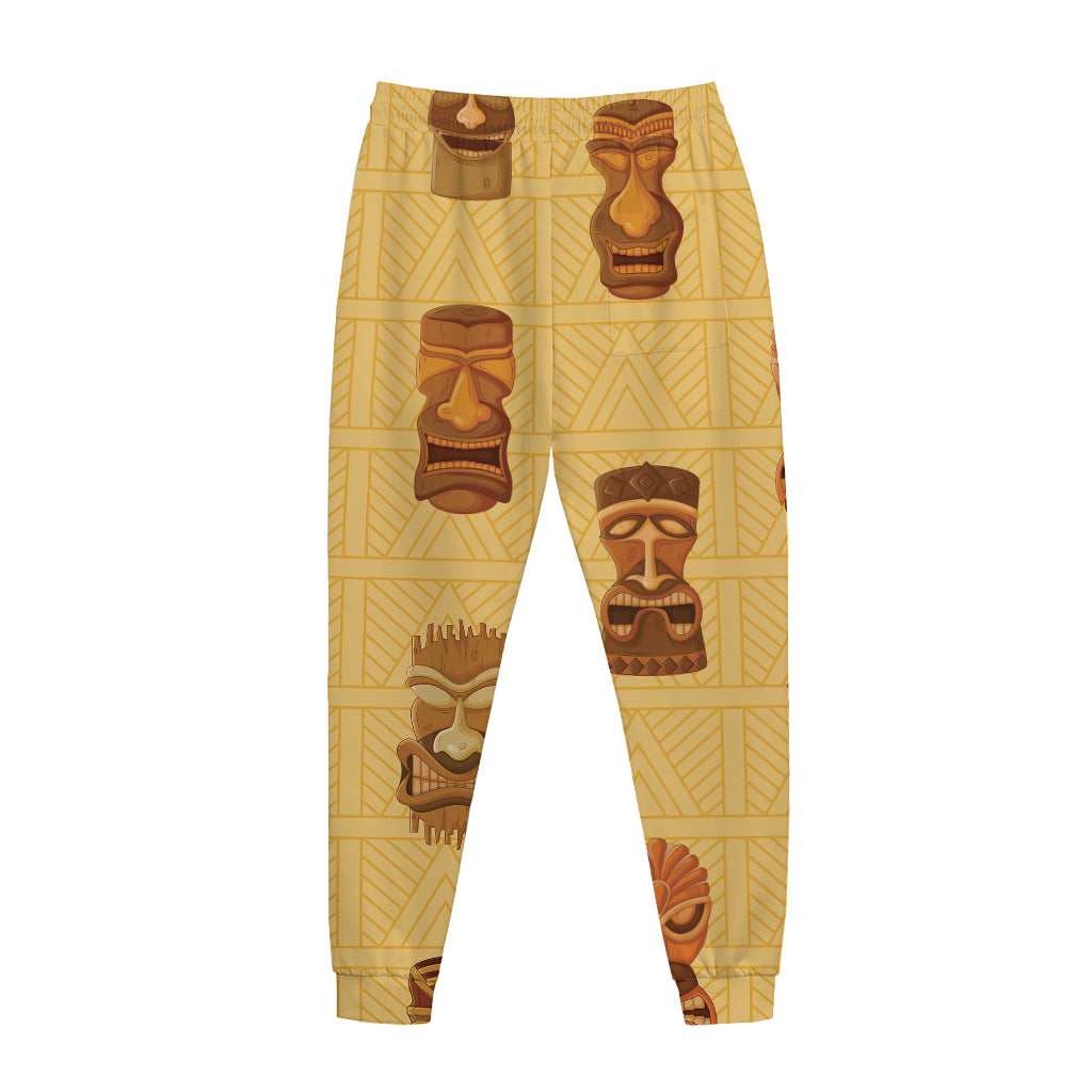 Tribal Tiki Mask Pattern Print Jogger Pants