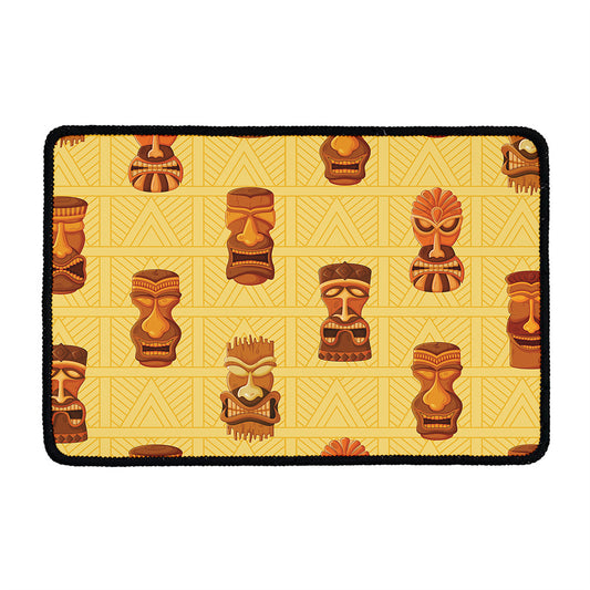 Tribal Tiki Mask Pattern Print Kitchen Mat