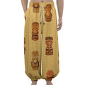Tribal Tiki Mask Pattern Print Lantern Pants