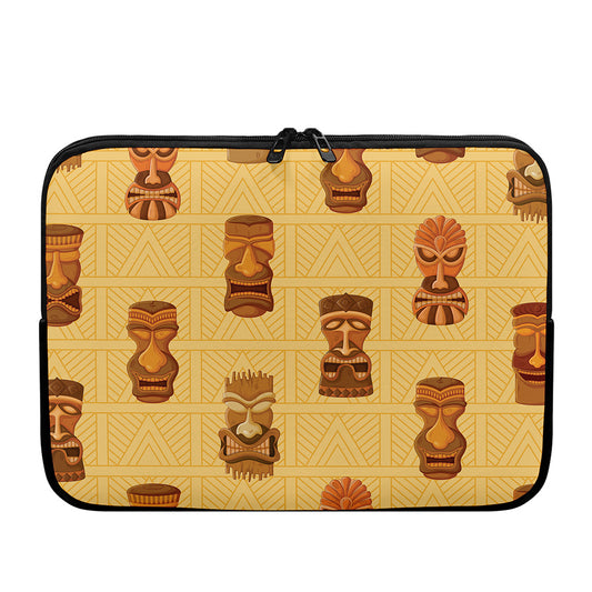 Tribal Tiki Mask Pattern Print Laptop Sleeve