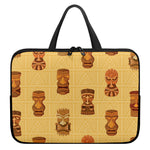 Tribal Tiki Mask Pattern Print Laptop Sleeve With Handle