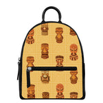 Tribal Tiki Mask Pattern Print Leather Backpack