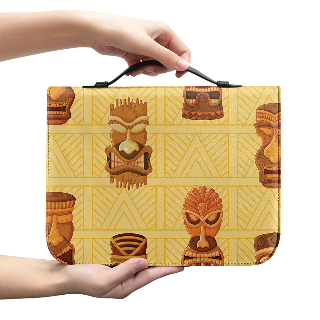 Tribal Tiki Mask Pattern Print Leather Bible Cover