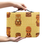 Tribal Tiki Mask Pattern Print Leather Bible Cover