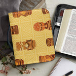 Tribal Tiki Mask Pattern Print Leather Bible Cover