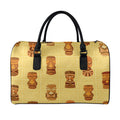 Tribal Tiki Mask Pattern Print Leather Duffel Bag