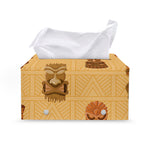 Tribal Tiki Mask Pattern Print Leather Tissue Box Cover