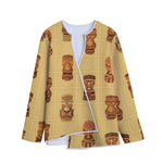 Tribal Tiki Mask Pattern Print Long Sleeve Short Coat