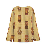 Tribal Tiki Mask Pattern Print Long Sleeve Short Coat