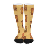 Tribal Tiki Mask Pattern Print Long Socks