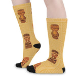 Tribal Tiki Mask Pattern Print Long Socks