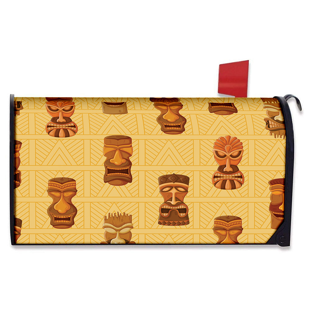 Tribal Tiki Mask Pattern Print Mailbox Cover
