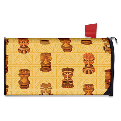 Tribal Tiki Mask Pattern Print Mailbox Cover