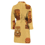 Tribal Tiki Mask Pattern Print Men's Bathrobe