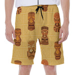 Tribal Tiki Mask Pattern Print Men's Beach Shorts