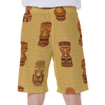 Tribal Tiki Mask Pattern Print Men's Beach Shorts