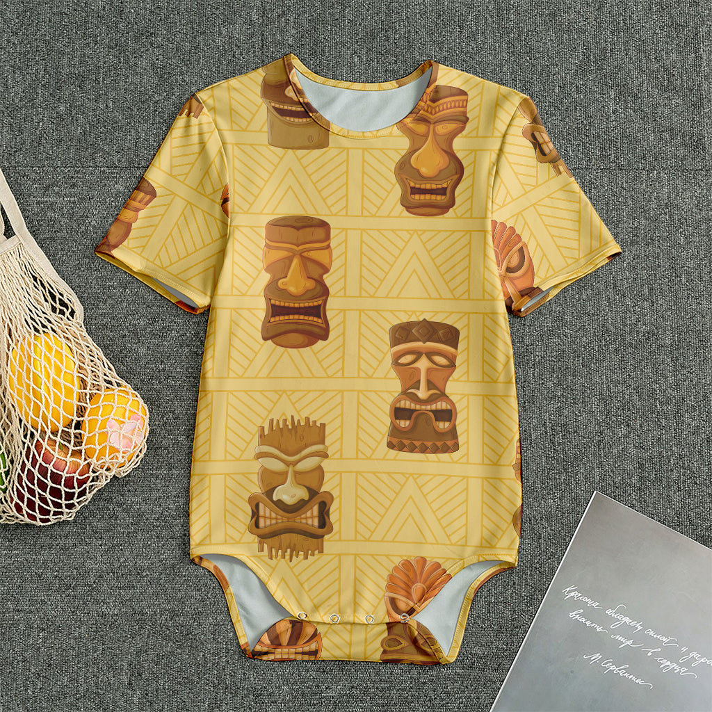 Tribal Tiki Mask Pattern Print Men's Bodysuit