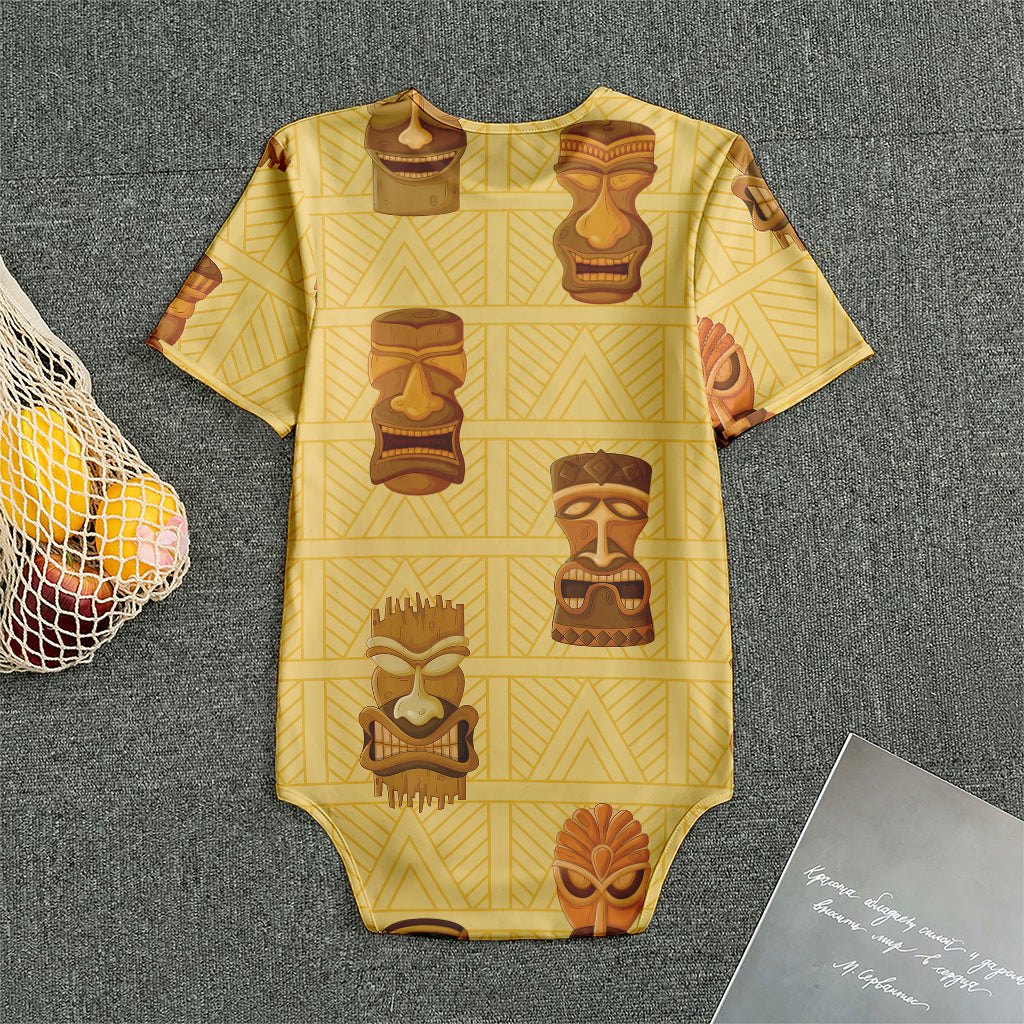 Tribal Tiki Mask Pattern Print Men's Bodysuit