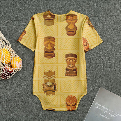 Tribal Tiki Mask Pattern Print Men's Bodysuit