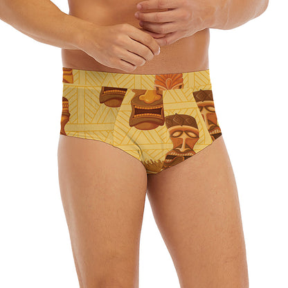 Tribal Tiki Mask Pattern Print Men's Briefs