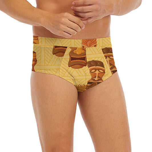 Tribal Tiki Mask Pattern Print Men's Briefs