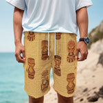 Tribal Tiki Mask Pattern Print Men's Cargo Shorts
