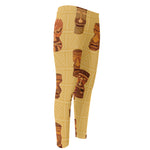 Tribal Tiki Mask Pattern Print Men's Compression Pants