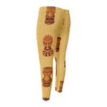 Tribal Tiki Mask Pattern Print Men's Compression Pants
