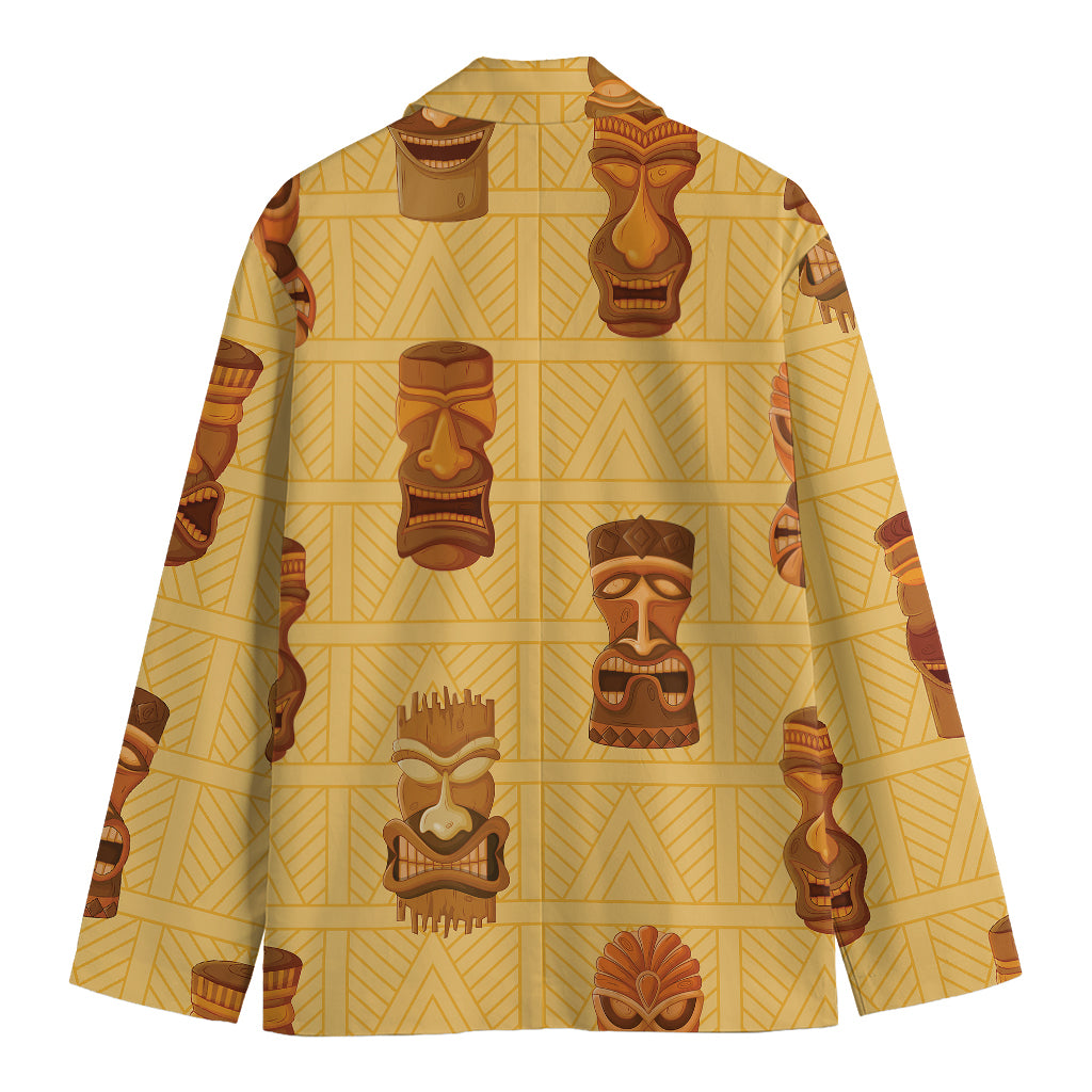 Tribal Tiki Mask Pattern Print Men's Cotton Blazer