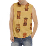 Tribal Tiki Mask Pattern Print Men's Fitness Tank Top