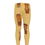 Tribal Tiki Mask Pattern Print Men's leggings