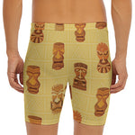 Tribal Tiki Mask Pattern Print Men's Long Boxer Briefs